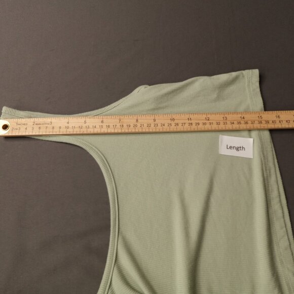 Womens Baby Tee Tank Top Medium Green Cropped Clean Girl Basic Ribbed Y2K Retro - Picture 8 of 9